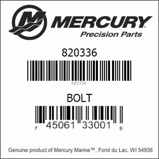 Bar codes for Mercury Marine part number 820336