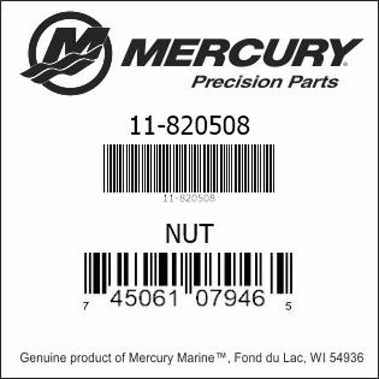Bar codes for Mercury Marine part number 11-820508
