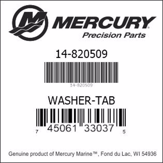 Bar codes for Mercury Marine part number 14-820509