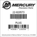 Bar codes for Mercury Marine part number 22-820573