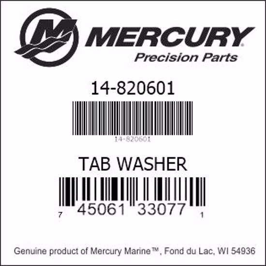 Bar codes for Mercury Marine part number 14-820601