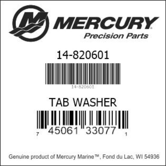 Bar codes for Mercury Marine part number 14-820601