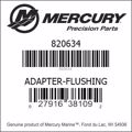 Bar codes for Mercury Marine part number 820634