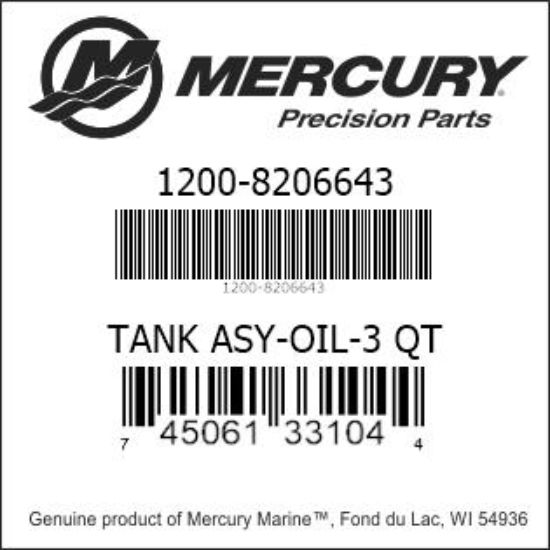 Bar codes for Mercury Marine part number 1200-8206643