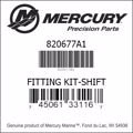 Bar codes for Mercury Marine part number 820677A1