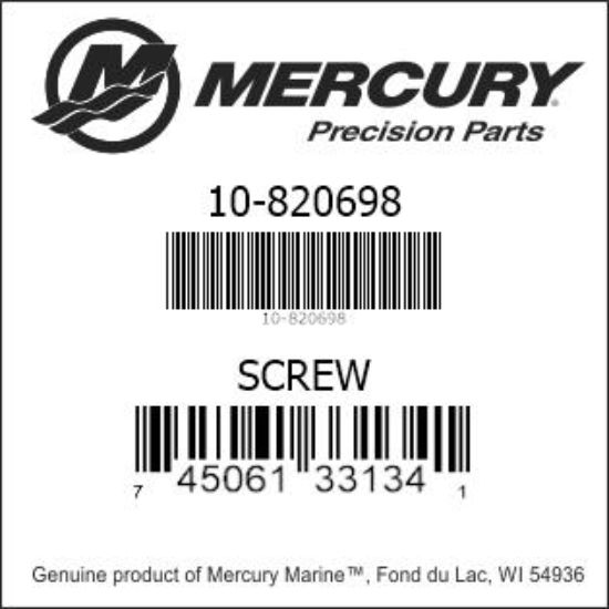 Bar codes for Mercury Marine part number 10-820698
