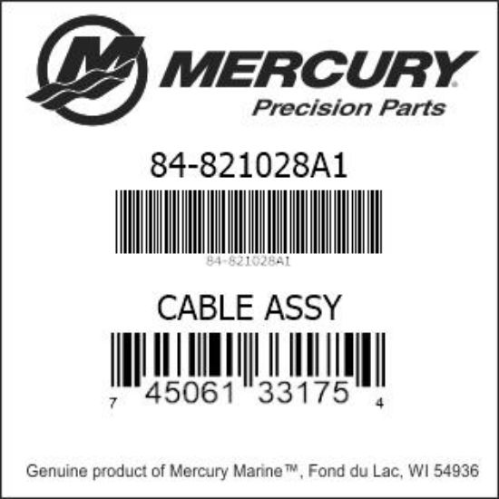 Bar codes for Mercury Marine part number 84-821028A1