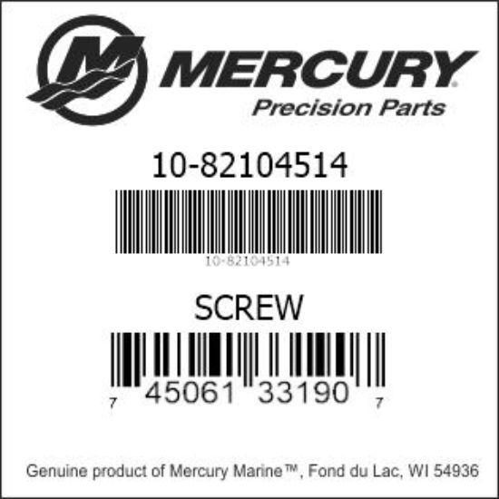 Bar codes for Mercury Marine part number 10-82104514