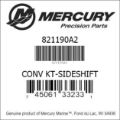 Bar codes for Mercury Marine part number 821190A2