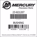 Bar codes for Mercury Marine part number 23-821207