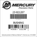 Bar codes for Mercury Marine part number 23-821207