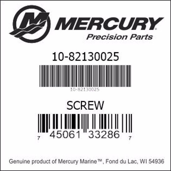 Bar codes for Mercury Marine part number 10-82130025
