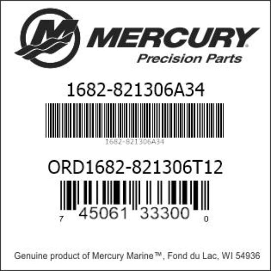 Bar codes for Mercury Marine part number 1682-821306A34