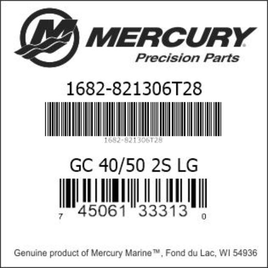 Bar codes for Mercury Marine part number 1682-821306T28