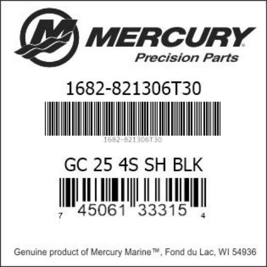 Bar codes for Mercury Marine part number 1682-821306T30