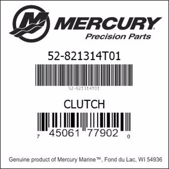 Bar codes for Mercury Marine part number 52-821314T01