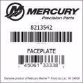 Bar codes for Mercury Marine part number 8213542