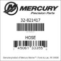 Bar codes for Mercury Marine part number 32-821417