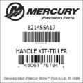 Bar codes for Mercury Marine part number 821455A17