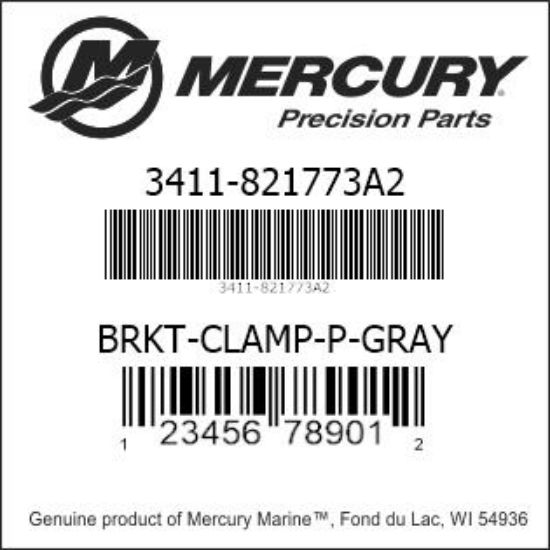 Bar codes for Mercury Marine part number 3411-821773A2