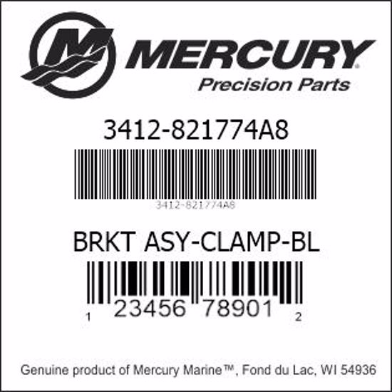 Bar codes for Mercury Marine part number 3412-821774A8