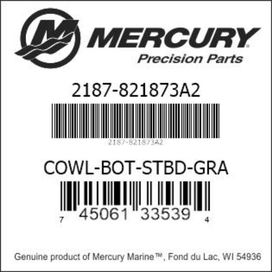 Bar codes for Mercury Marine part number 2187-821873A2