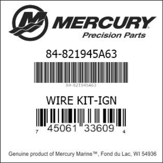 Bar codes for Mercury Marine part number 84-821945A63