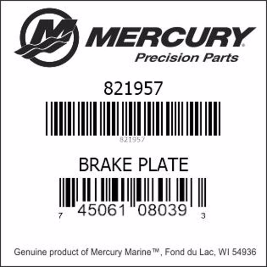 Bar codes for Mercury Marine part number 821957