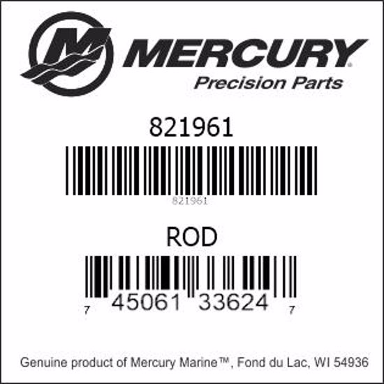 Bar codes for Mercury Marine part number 821961