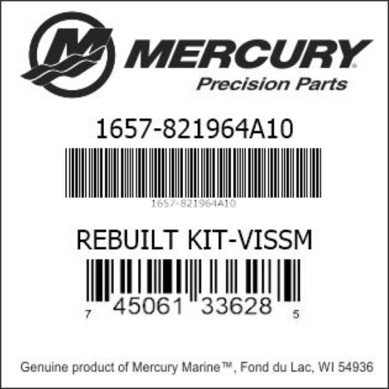 Bar codes for Mercury Marine part number 1657-821964A10