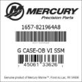 Bar codes for Mercury Marine part number 1657-821964A8