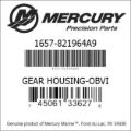 Bar codes for Mercury Marine part number 1657-821964A9