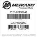 Bar codes for Mercury Marine part number 3526-821986A1