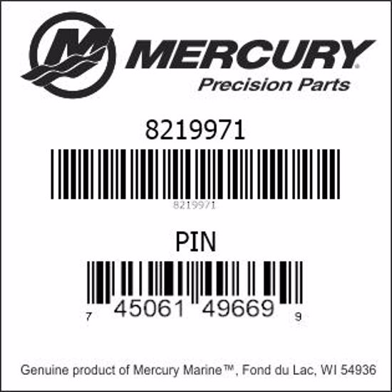 Bar codes for Mercury Marine part number 8219971