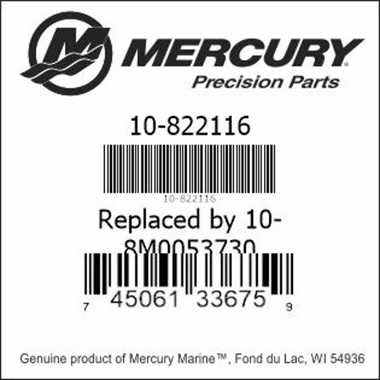 Bar codes for Mercury Marine part number 10-822116