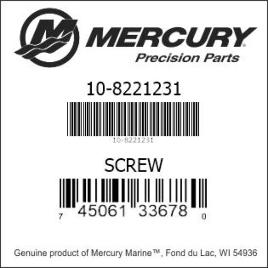 Bar codes for Mercury Marine part number 10-8221231