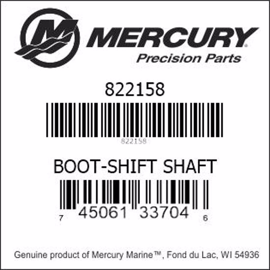 Bar codes for Mercury Marine part number 822158