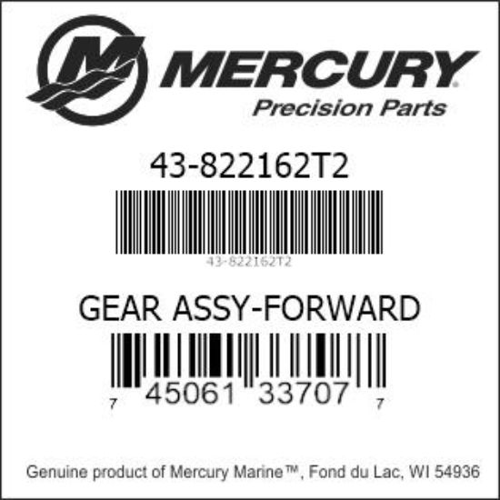 Bar codes for Mercury Marine part number 43-822162T2