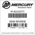 Bar codes for Mercury Marine part number 43-822163T1