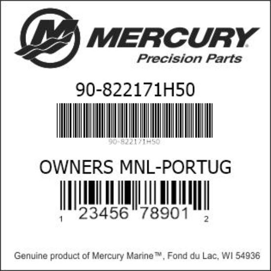 Bar codes for Mercury Marine part number 90-822171H50