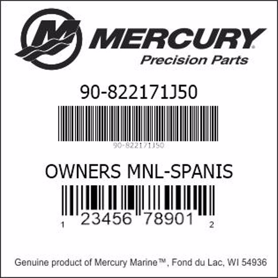 Bar codes for Mercury Marine part number 90-822171J50