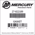 Bar codes for Mercury Marine part number 27-822189