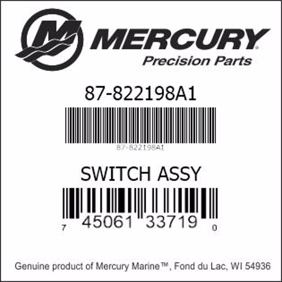 Bar codes for Mercury Marine part number 87-822198A1