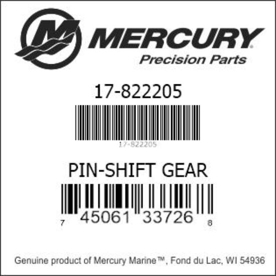 Bar codes for Mercury Marine part number 17-822205