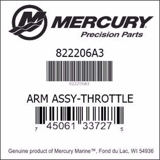 Bar codes for Mercury Marine part number 822206A3