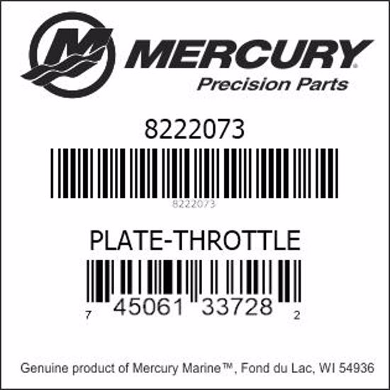 Bar codes for Mercury Marine part number 8222073