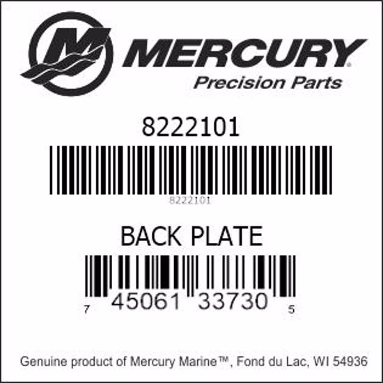 Bar codes for Mercury Marine part number 8222101