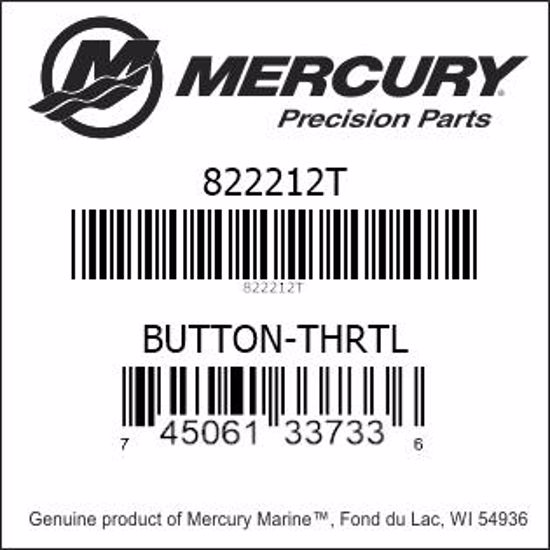 Bar codes for Mercury Marine part number 822212T