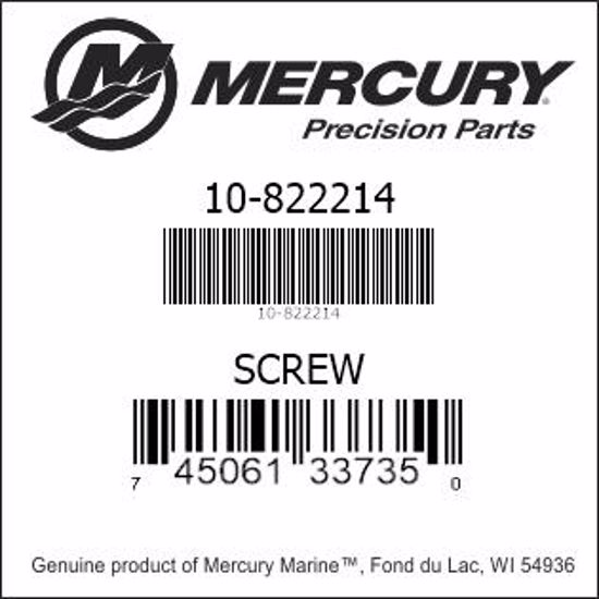 Bar codes for Mercury Marine part number 10-822214
