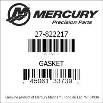 Mercury Marine part number 27-822217 GASKET Bar codes for Mercury Marine part number 27-822217